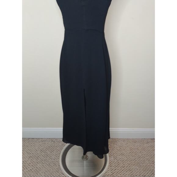 Reformation Abrielle Dress in Black Size 8 Women's Side Slit Midi Slip - Picture 10 of 15
